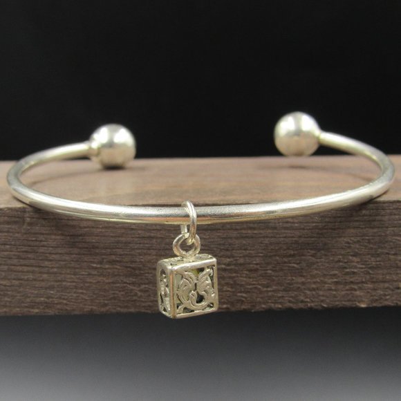 Jewelry - 6" Sterling Ornate Shell Charm Cuff Bracelet